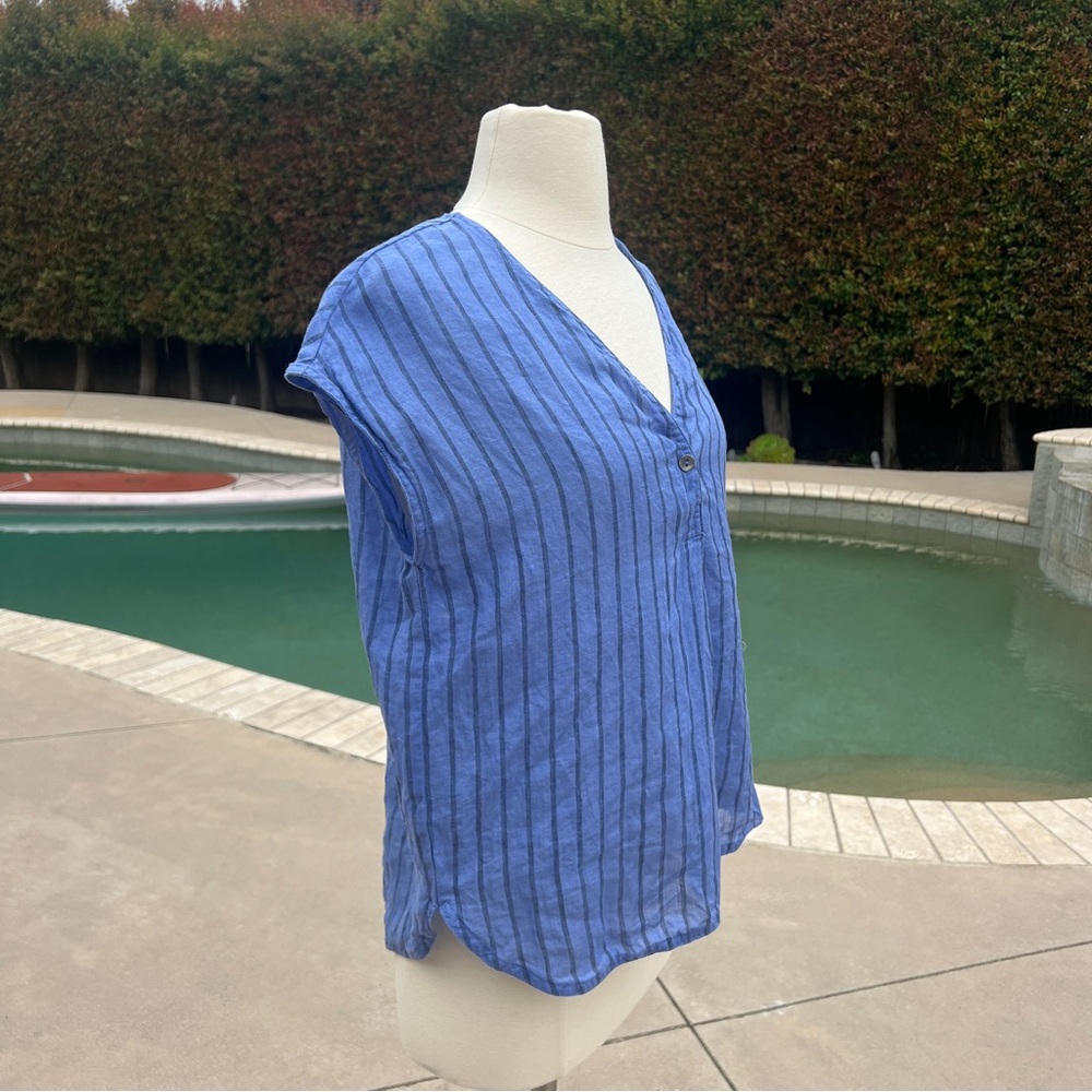 Simon Miller Linen Striped Top Blouse Blue